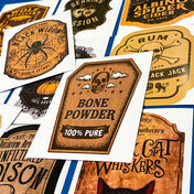 witchy apothecary sticker sheets of poison labels and potion brew