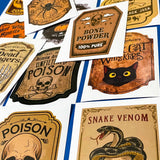 glossy gothic witchcraft potion bottle stickers