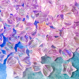 clear transparent pink bead beads small heart hearts star stars 9mm plastic uk cute kawaii craft supplies shop store pretty jewellery making iridescent shimmer pearly sheen ab finish