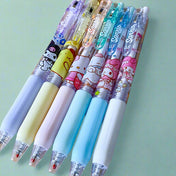 japanese sanrio pen pens cute kawaii black gel fineline 0.5 0.5mm ink slim click pastel colour barrel uk stationery supplies office gift gifts pretty cartoon kuromi pompompurin hello kitty my melody bunny rabbit cat puppy dog 