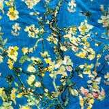turquoise sky and cream spring blossoms tissue paper sheets, pack of 3 fine wrapping paper. blue and creamy flowers.. uk packaging supplies.