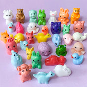 cute kawaii mini figurine figurines miniature miniatures animal animals uk lucky dip bag set resin resins flatback flatbacks fb fbs flat backs fun toy frog cat dinosaur rabbit bear chicken octopus sheep duck elephant hedgehog