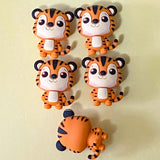 silicone pvc jumbo very large wild animal animals bead beads uk cute kawaii craft supplies shop store brown orange print pattern patterned 15mm round lion tiger giraffe panda lion highland cow toppers pen beaded make your own fun kids gift gifts