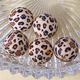 WILD ANIMALS SILICONE & WOOD BEADS -TIGER PANDA ELEPHANT COW GIRAFFE LION