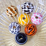 WILD ANIMALS SILICONE & WOOD BEADS -TIGER PANDA ELEPHANT COW GIRAFFE LION