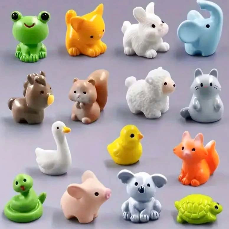colourful animal figure figures figurines miniature miniatures animals cute kawaii resin 3d models cat kitten rabbit frog dog puppy turtle duck goose squirrel fox horse chick snake little small mini dolls house elephant