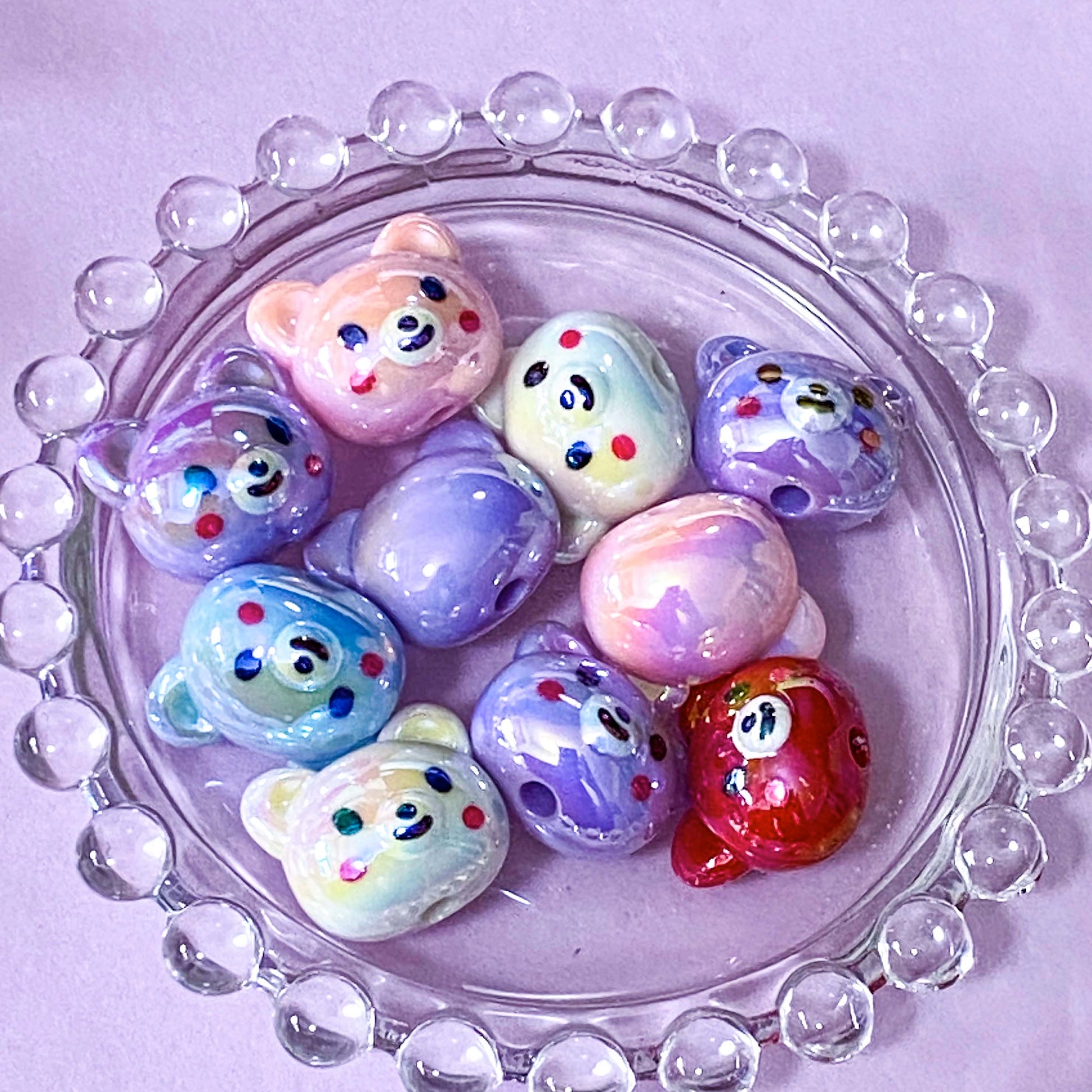  bunny rabbit  kitty cat cats rabbits dog dogs puppy puppies japanese character acrylic bead beads jumbo big large chunky iridescent acrylic craft supplies build make your own beaded pen jewellery uk crafts shop store pink white blue 