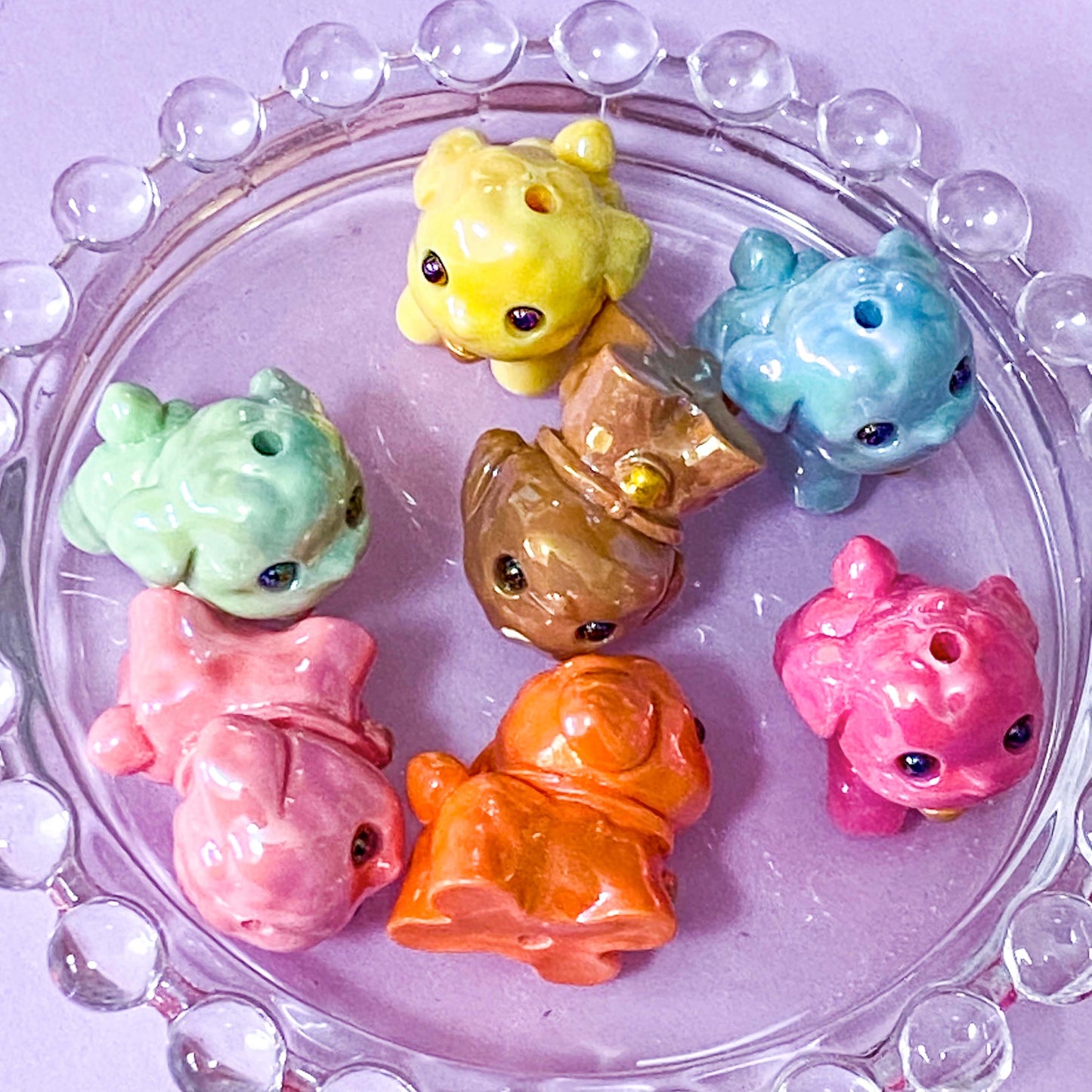  bunny rabbit  kitty cat cats rabbits dog dogs puppy puppies japanese character acrylic bead beads jumbo big large chunky iridescent acrylic craft supplies build make your own beaded pen jewellery uk crafts shop store pink white blue  
