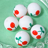 15mm and 28mm large jumbo chunky cherry cherries fruit themed beads bead silicone soft touch uk cute kawaii craft supplies shop store green red white pattern patterned make your own beaded pen pens jewellery fun gift gifts