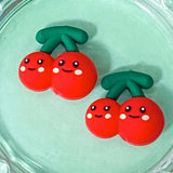 15mm and 28mm large jumbo chunky cherry cherries fruit themed beads bead silicone soft touch uk cute kawaii craft supplies shop store green red white pattern patterned make your own beaded pen pens jewellery fun gift gifts