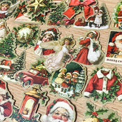 a victorian vintage retro christmas festive laptop sticker stickers set k cute kawaii red green white sepia stationery gift gifts matte satin old fashioned seals santa car tree trees present angel angels girl children bauble star snow globe