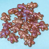 glass gingerbread man men large 15mm bead beads christmas festive brown amber orange uk cute kawaii craft supplies shop store pretty beading jewellery making iridescent shimmer