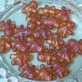 glass gingerbread man men large 15mm bead beads christmas festive brown amber orange uk cute kawaii craft supplies shop store pretty beading jewellery making iridescent shimmer