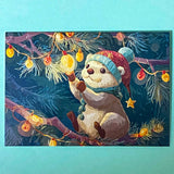 turquoise green blue colourful blank greetings card cards christmas festive glossy uk cute kawaii stationery otter otters cuddly winter christmas tree trees light lights pretty envelopes kraft brown set twinkling