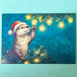 turquoise green blue colourful blank greetings card cards christmas festive glossy uk cute kawaii stationery otter otters cuddly winter christmas tree trees light lights pretty envelopes kraft brown set twinkling
