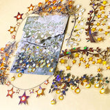 spring light hanging sticker stickers decorations bauble baubles stars light lights orange gold yellow white sparkly glitter holo holograhic uk cute kawaii stationery shop store planner supplies addict large flake flakes big jumbo pack of 12 branch branches