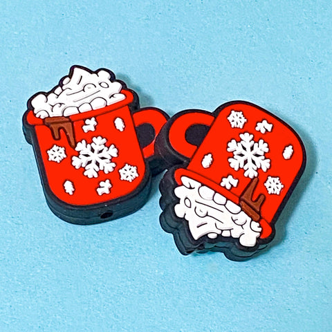 pvc large cocoa mug bead on a blue background