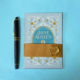set of 4 vintage literary romantic postcards wrapped in a kraft belly band with a wax seal sticker