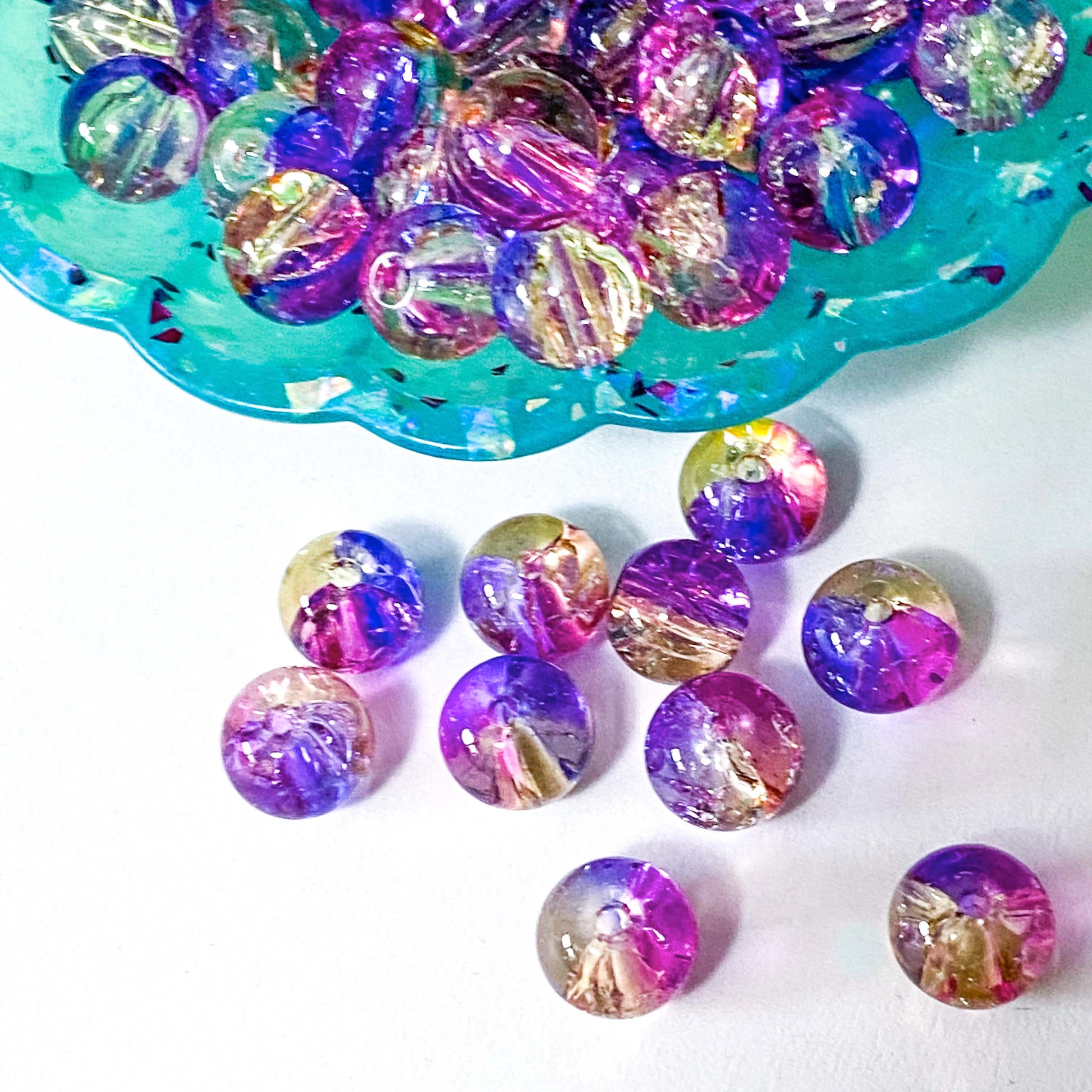 large big 10mm 1cm glass bead beads uk cute kawaii crackle glaze pink purple blue lilac champagne cream colourful pretty craft supplies shop store cute kawaii jewellery making jumbo