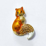 fox enamel gold tone metal orange fox foxes brooch pin pins brooches uk cute kawaii golden sparkly rhinestone rhinestones gift gifts shop store present ideas her 