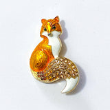 fox enamel gold tone metal orange fox foxes brooch pin pins brooches uk cute kawaii golden sparkly rhinestone rhinestones gift gifts shop store present ideas her 