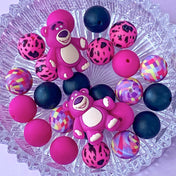MAGENTA BEAR Cute Jumbo Silicone Beads 15mm & 30mm