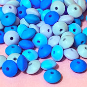 blue and turquoise spacer spacers silicone bead beads uk cute kawaii craft supplies shop store jewellery making 12mm 7mm flattened disc abacus style shape beans 
