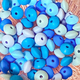 blue and turquoise spacer spacers silicone bead beads uk cute kawaii craft supplies shop store jewellery making 12mm 7mm flattened disc abacus style shape beans 