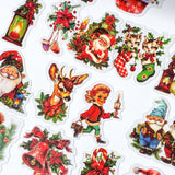 vintage retro victorian kitsch christmas cute kawaii festive sticker stickers flake flakes pack red green animal animals santa claus deer bear mouse sleigh tree presents clear plastic sheet uk planner addict supplies stationery shop store