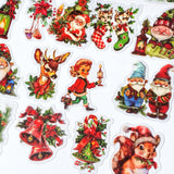 vintage retro victorian kitsch christmas cute kawaii festive sticker stickers flake flakes pack red green animal animals santa claus deer bear mouse sleigh tree presents clear plastic sheet uk planner addict supplies stationery shop store