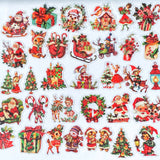 vintage retro victorian kitsch christmas cute kawaii festive sticker stickers flake flakes pack red green animal animals santa claus deer bear mouse sleigh tree presents clear plastic sheet uk planner addict supplies stationery shop store