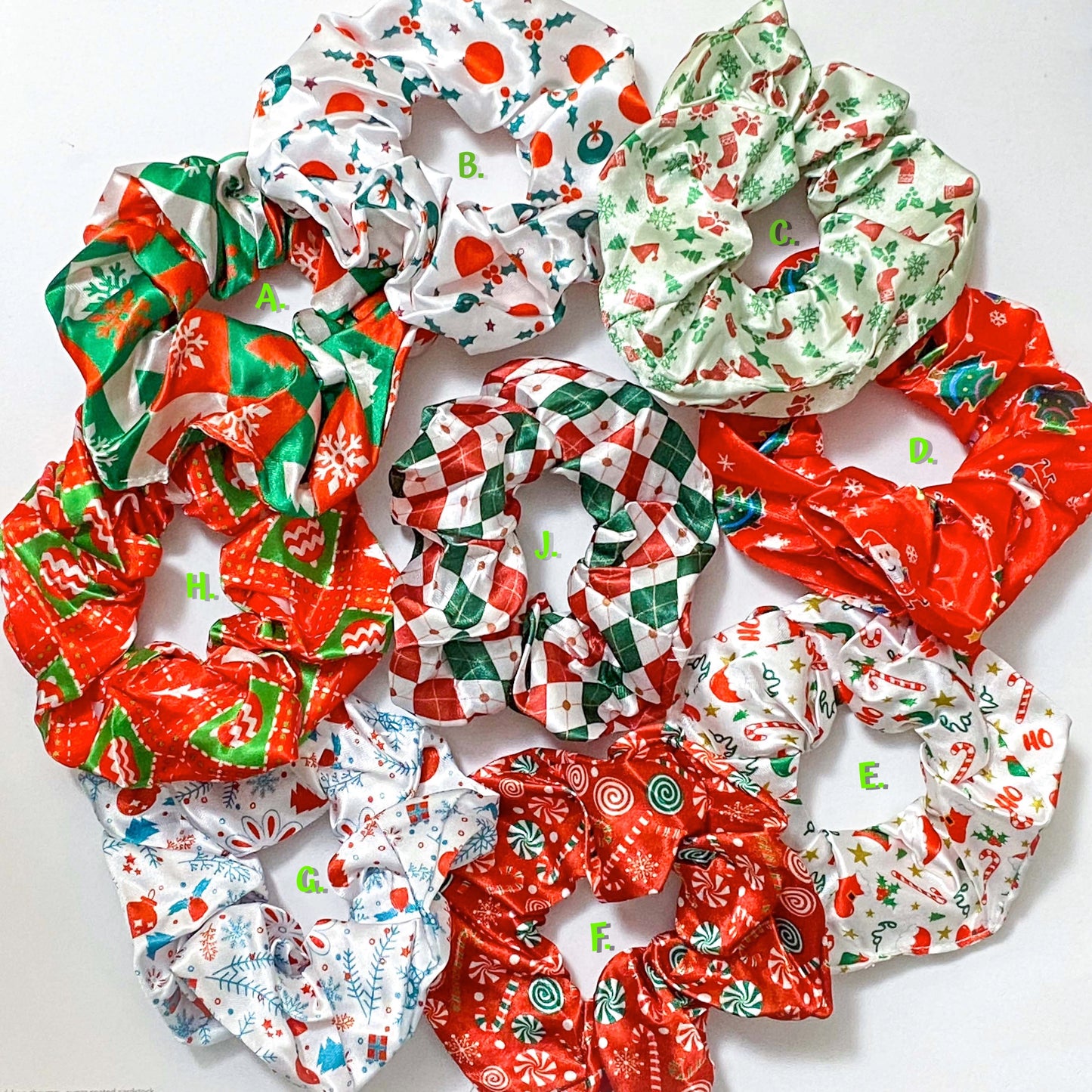 On Offer! Christmas Satin HAIR SCRUNCHIES- 2