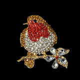 gold golden pin brooch brooches rhinestone sparkly red brown gold white silver flower bird birds robin robins christmas festive gift gifts uk cute kawaii adult women woman her for big large