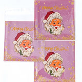large 10 x 10 cms 10cm cello cellophane bag bags jumbo christmas festive santa claus father pink deep bright uk cute kawaii packaging supplies shop store gift gifts