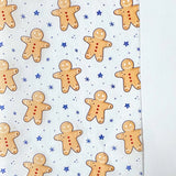 gingerbread man men tissue paper sheet sheets uk cute kawaii craft supplies packaging materials christmas festive yellow brown star stars pattern patterned
