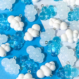 fluffy white cloud clouds charm charms pendant pendants uk cute kawaii craft supplies crafts shop store blue turquoise clear cloudy translucent resin pretty opaque big large