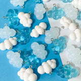 fluffy white cloud clouds charm charms pendant pendants uk cute kawaii craft supplies crafts shop store blue turquoise clear cloudy translucent resin pretty opaque big large