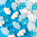 fluffy white cloud clouds charm charms pendant pendants uk cute kawaii craft supplies crafts shop store blue turquoise clear cloudy translucent resin pretty opaque big large