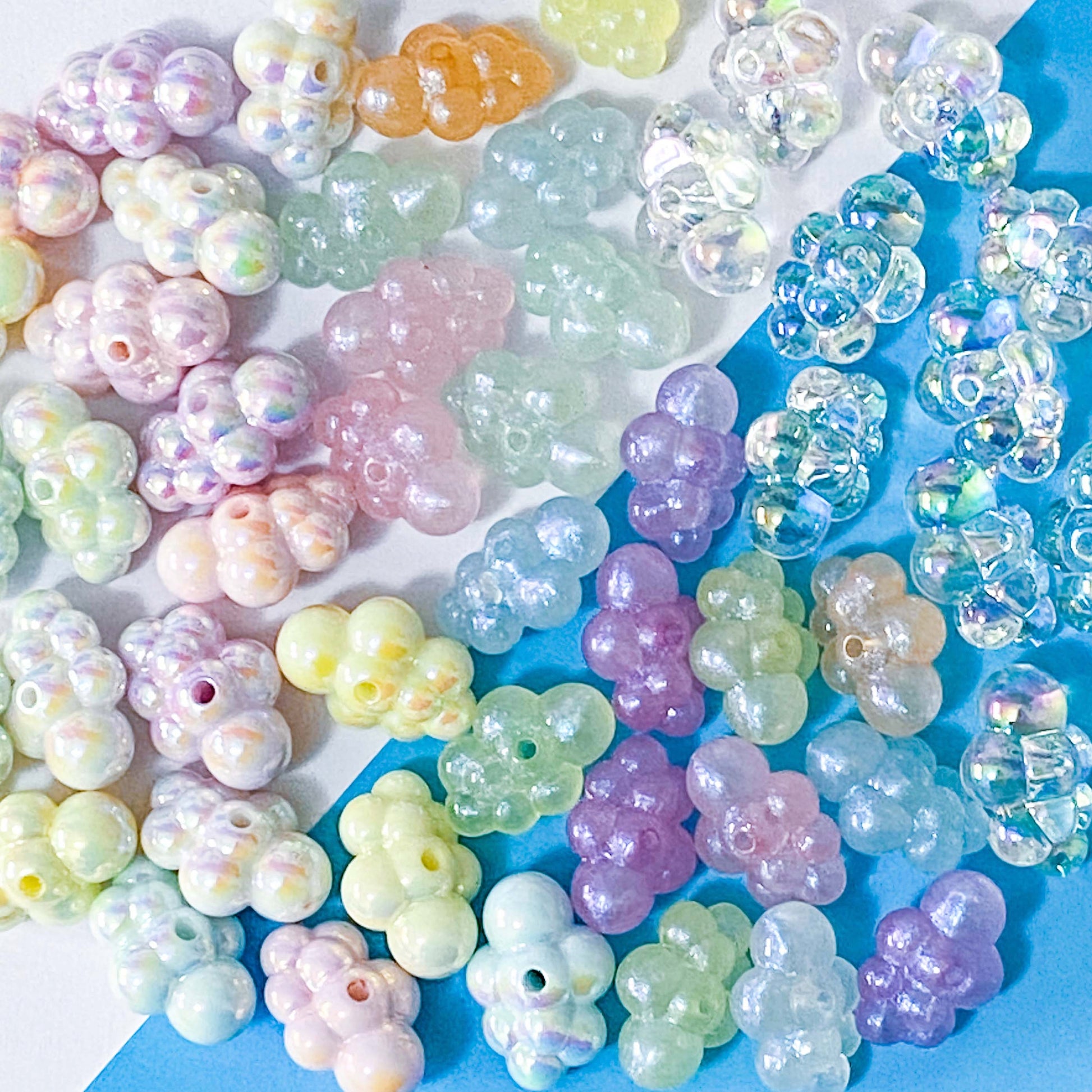 jumbo large big cloud clouds bead beads acrylic plastic resin beautiful craft supplies uk shop store crafts jewellery making supplies blue white iridescent ab shimmer pretty pink lilac purple translucent clear green shiny pearl pearly