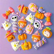 candy coloured resin pastel pumpkin pumpkins witch witches skull skulls ghost ghosts bat bats orange purple pink resin resins flatback flat back fb fbs flatbacks embellishment craft supplies shop store chunky large big 