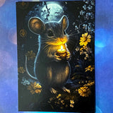 bewitched magic magical postcard post card cards uk cute kawaii witch witchcraft spooky haunted halloween individual dark deep colours purple blue yellow broom books potion mouse mice haunted house woods woodland stationery shop store pretty mushroom toadstool mushrooms lilac enchanted