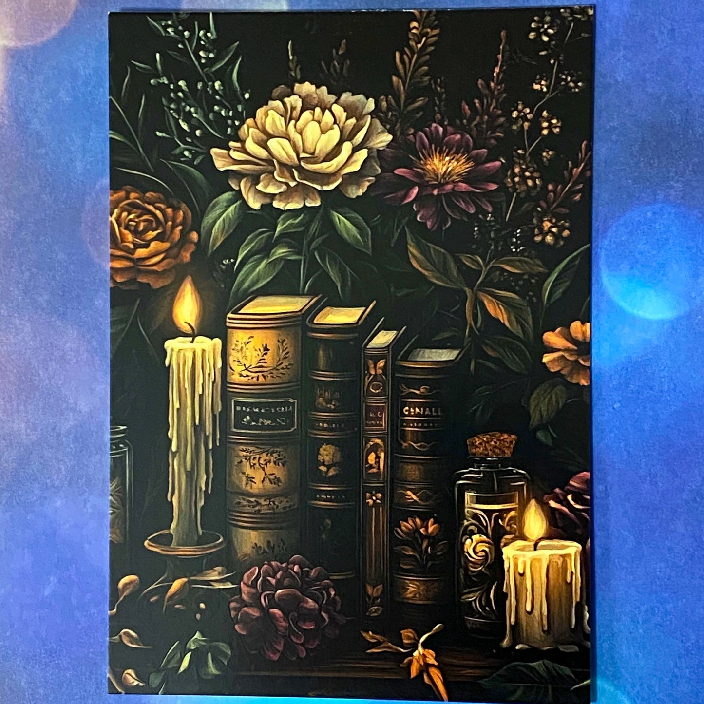 bewitched magic magical postcard post card cards uk cute kawaii witch witchcraft spooky haunted halloween individual dark deep colours purple blue yellow broom books potion mouse mice haunted house woods woodland stationery shop store pretty mushroom toadstool mushrooms lilac enchanted