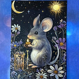 bewitched magic magical postcard post card cards uk cute kawaii witch witchcraft spooky haunted halloween individual dark deep colours purple blue yellow broom books potion mouse mice haunted house woods woodland stationery shop store pretty mushroom toadstool mushrooms lilac enchanted moon doorway
