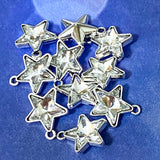 sparkly glass star charm charms pendant pendants silver tone metal tibetan 14mm blue lilac aqua clear sparkling uk cute kawaii craft supplies shop store gift gifts