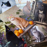 adorable cat cats kitten kitty black tabby ginger brown grey blue cute kawaii individual postcard postcards post card cards uk stationery shop store supplies gift gifts floral flowers ocean orange oranges
