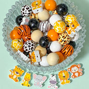 jumbo animal animals wild zoo wood wooden bead beads large big very huge 15mm 16mm 20mm zebra lion tiger elephant monkey giraffe white wood 3d chunky build your own pen pens beaded jewellery making craft supplies shop store uk crafts kids yellow orange brown black white print pattern