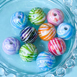 jumbo large big chunky round acrylic bead beads 15mm 16mm animal print pattern patterned tiger stripe stripes leopard spot spots spotted uk cute kawaii craft supplies shop store lustre iridescent pearl pearly jewellery making