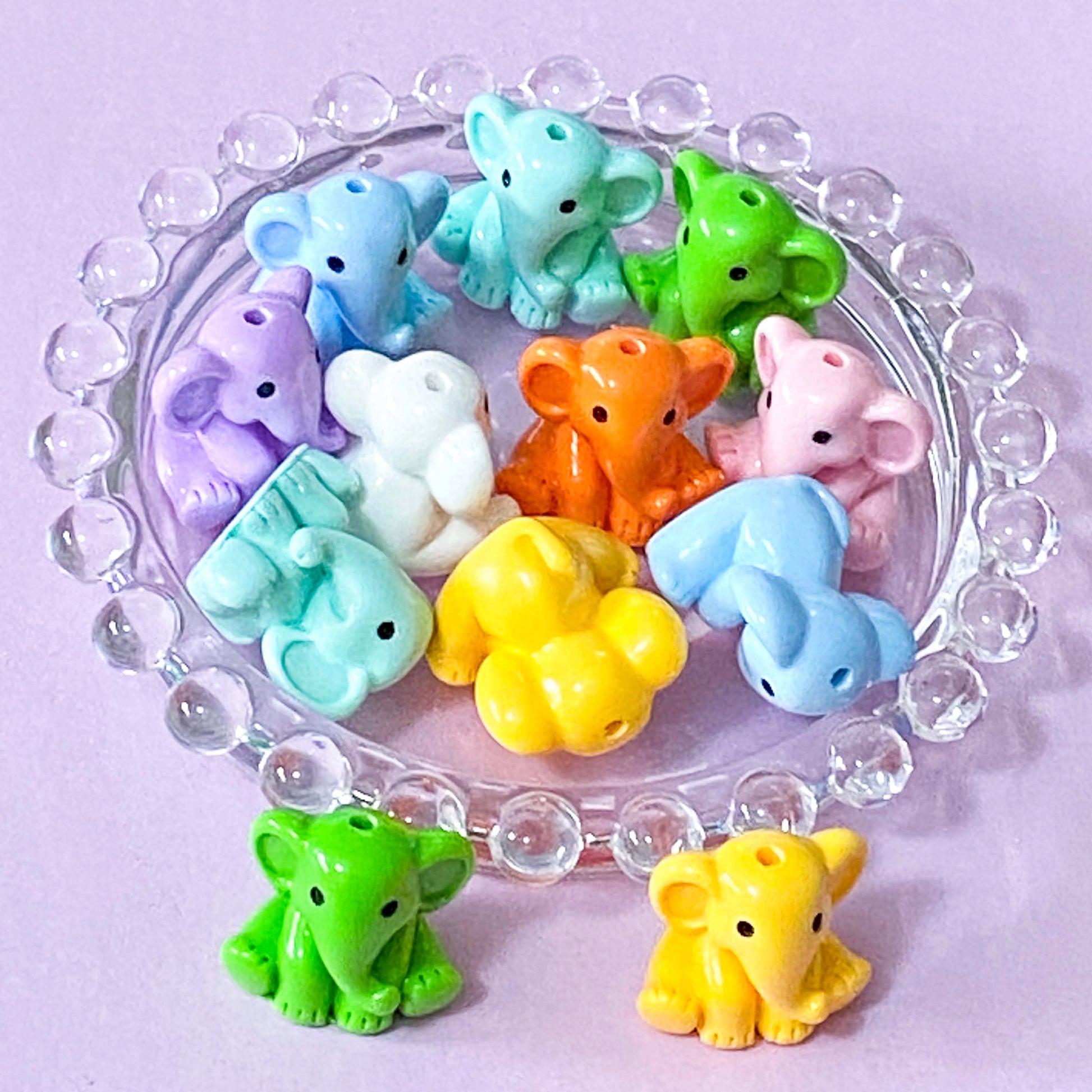 chunky 21mm elephant elephants colourful acrylic bead beads uk cute kawaii baby animal animals craft supplies shop store pretty make your own beaded pen pens jewellery fun pink blue mint yellow green white orange lilac
