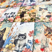 vintage retro antique style cat cats postcard postcards bundle of 4 old blank cards post card uk cute kawaii pretty stationery shop store planner addict set kitty kittens sepia floral flowers