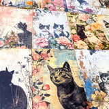 vintage retro antique style cat cats postcard postcards bundle of 4 old blank cards post card uk cute kawaii pretty stationery shop store planner addict set kitty kittens sepia floral flowers